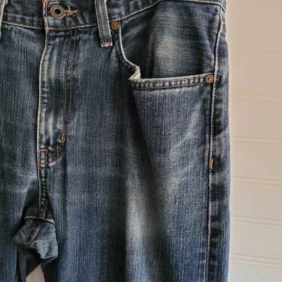 Eddie Bauer Jeans Mens Tag Size 33/30 Straight Fit Dark Wash Cotton Distressed - Picture 3 of 15